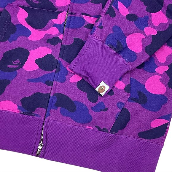 BAPE Color Camo Shark WGM Hoodie Sweatshirt Purple | A Bathing Ape - Picture 9 of 13